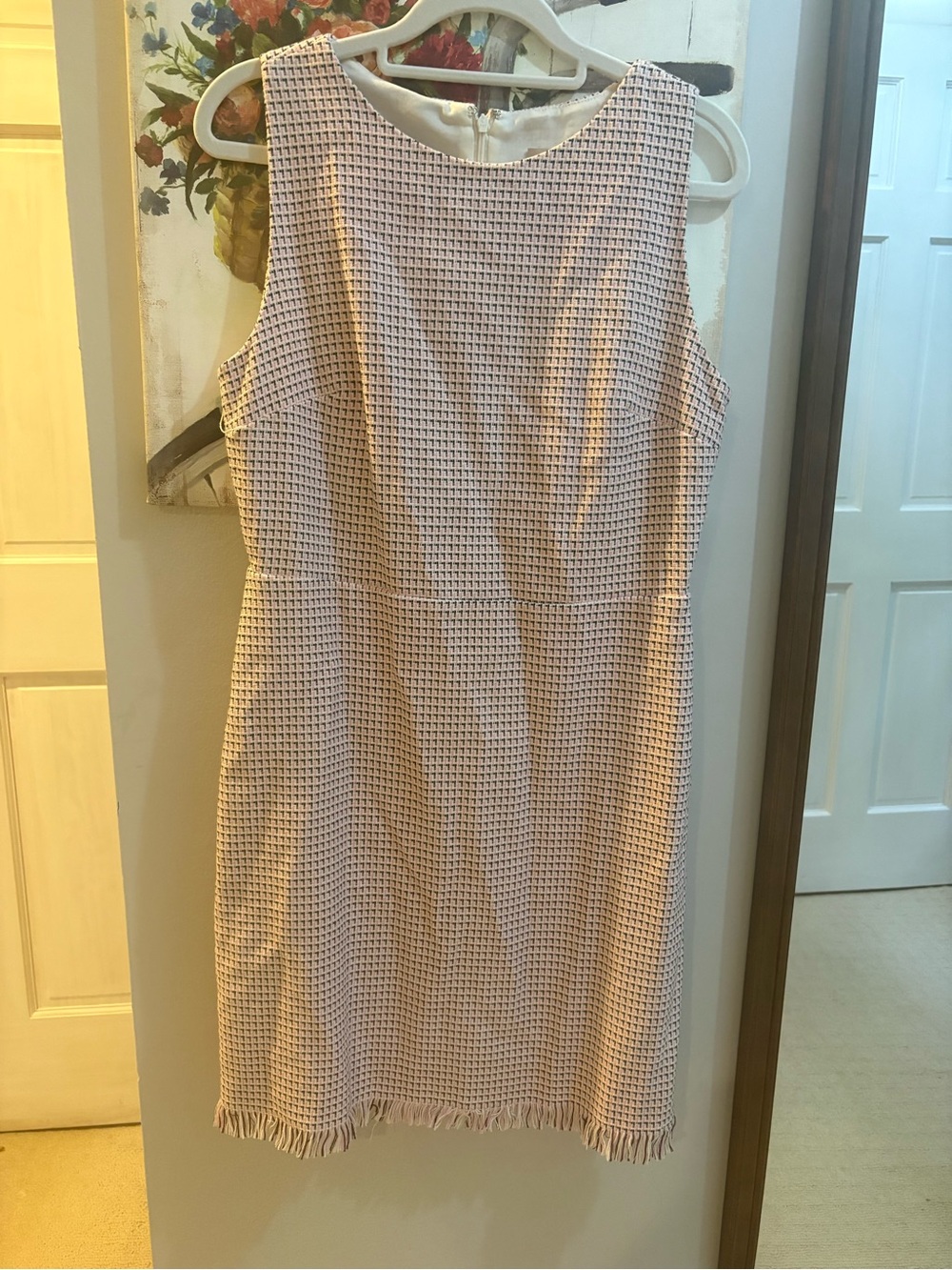 LOFT Light Pink Sleeveless Fringe Hem Midi Dress